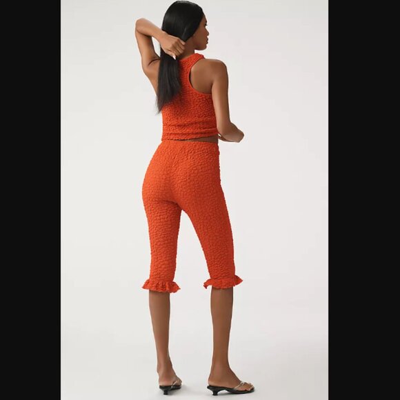 By Anthropologie Red Popcorn Knit Capri Pants S - Picture 3 of 8